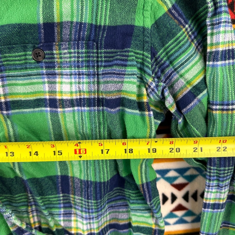 GAP Flannel Shirt‎ Plaid Button Up Long Sleeve Green Blue Mens Size L - Picture 3 of 6